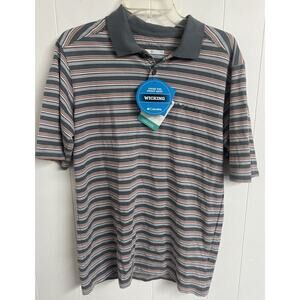 COLUMBIA Polo Men's Omni-Wick Striped Men's Sz S Polo‎ Shirt Gray White NWT